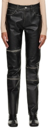 MM6 Maison Margiela Black Paneled Leather Pants