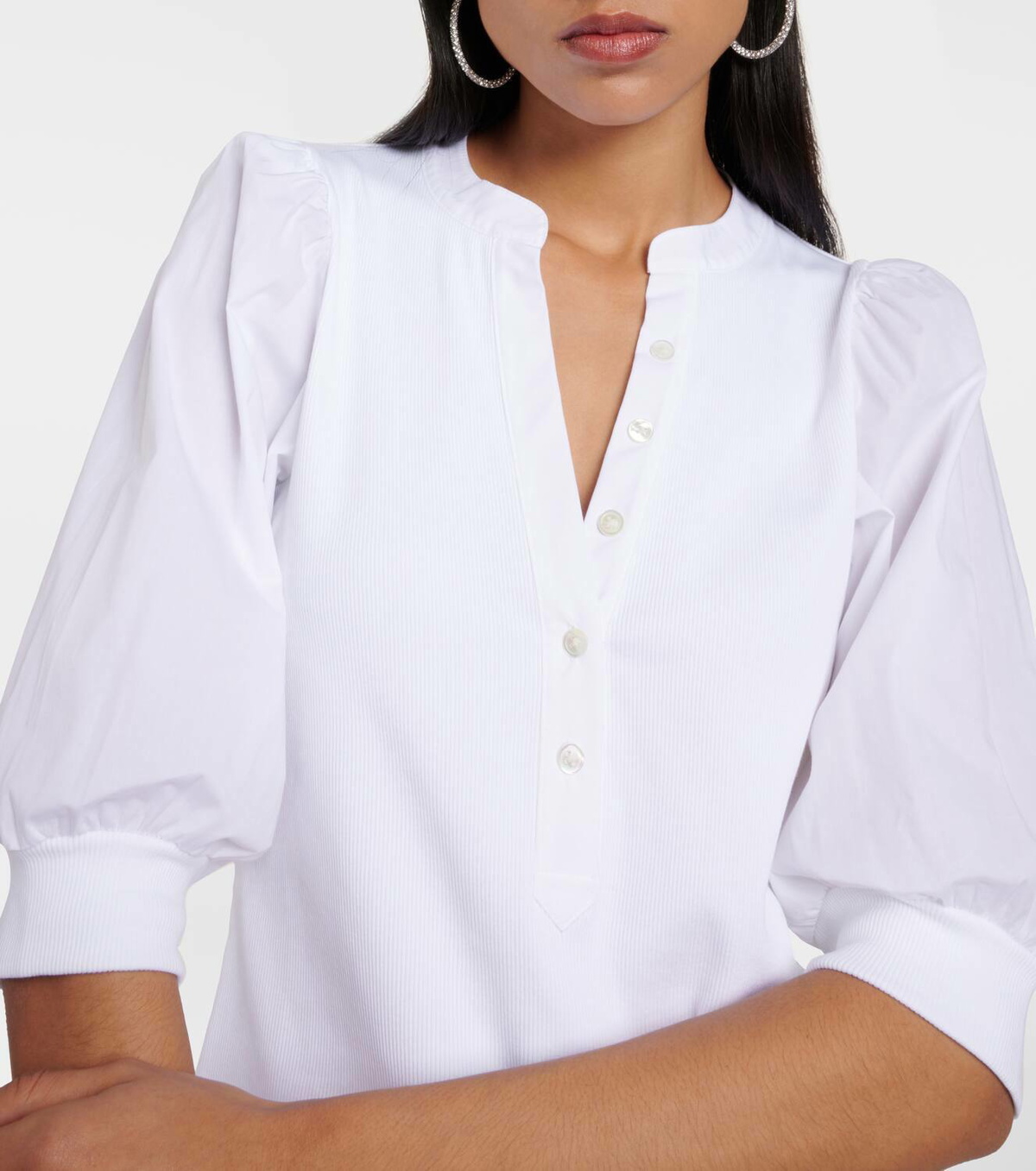 Veronica Beard Coralee puff-sleeve cotton-blend top