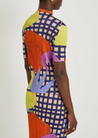 Pleats Please Issey Miyake Printed Pleated Woven top Red