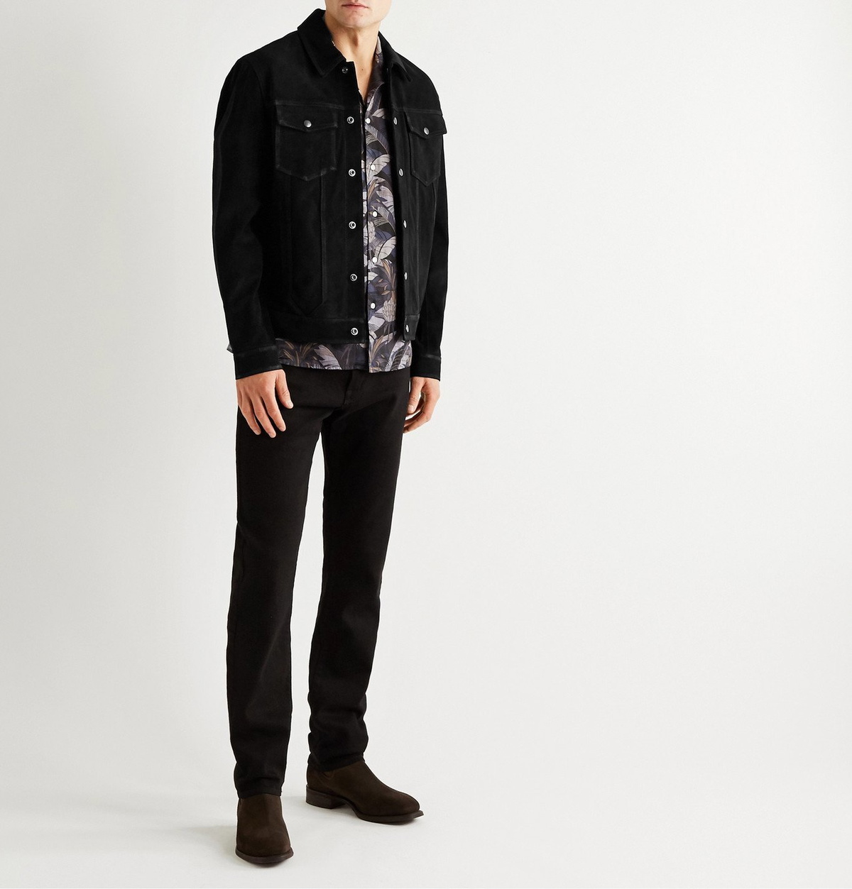 Black suede trucker clearance jacket