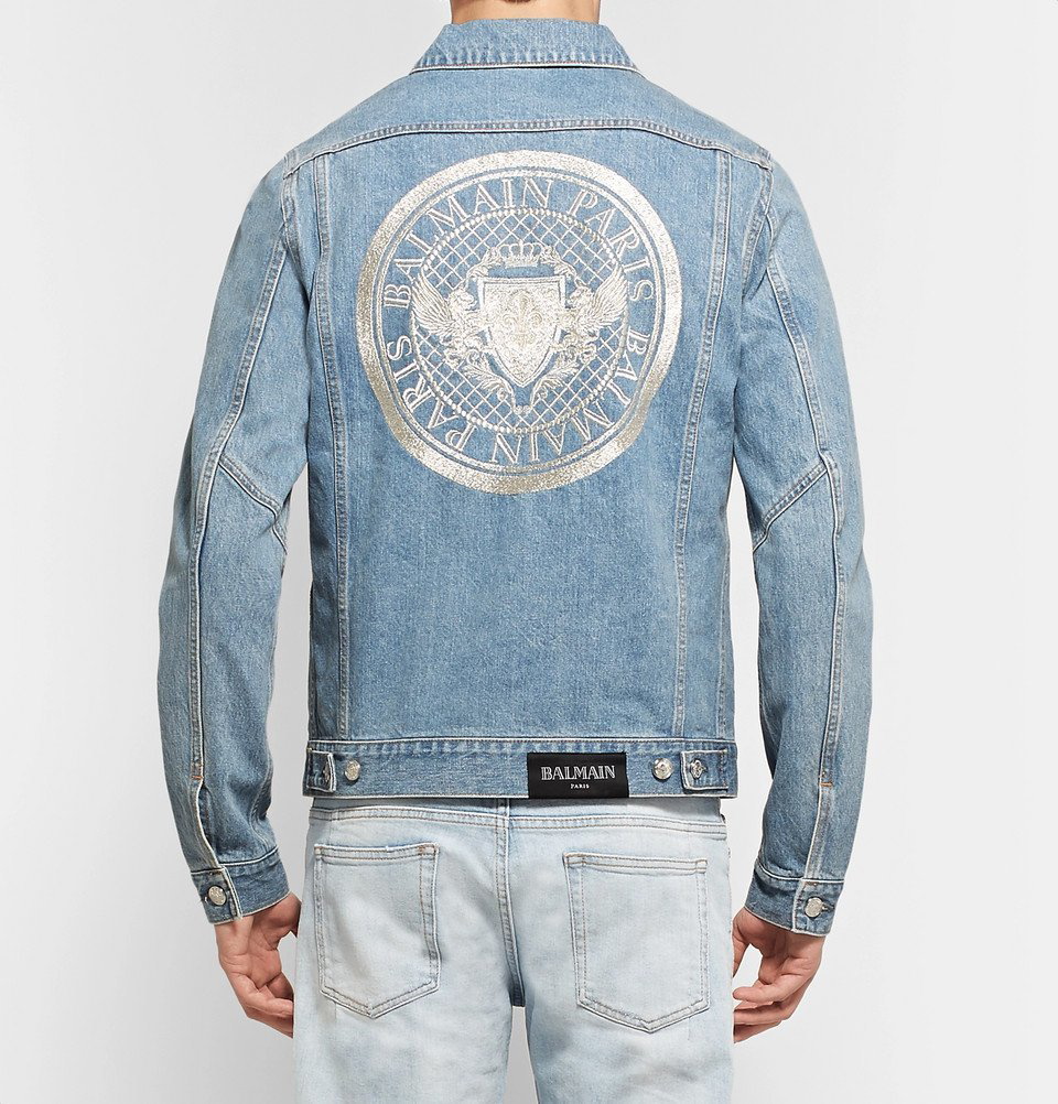 Balmain monogram-jacquard Denim Shirt - Blue