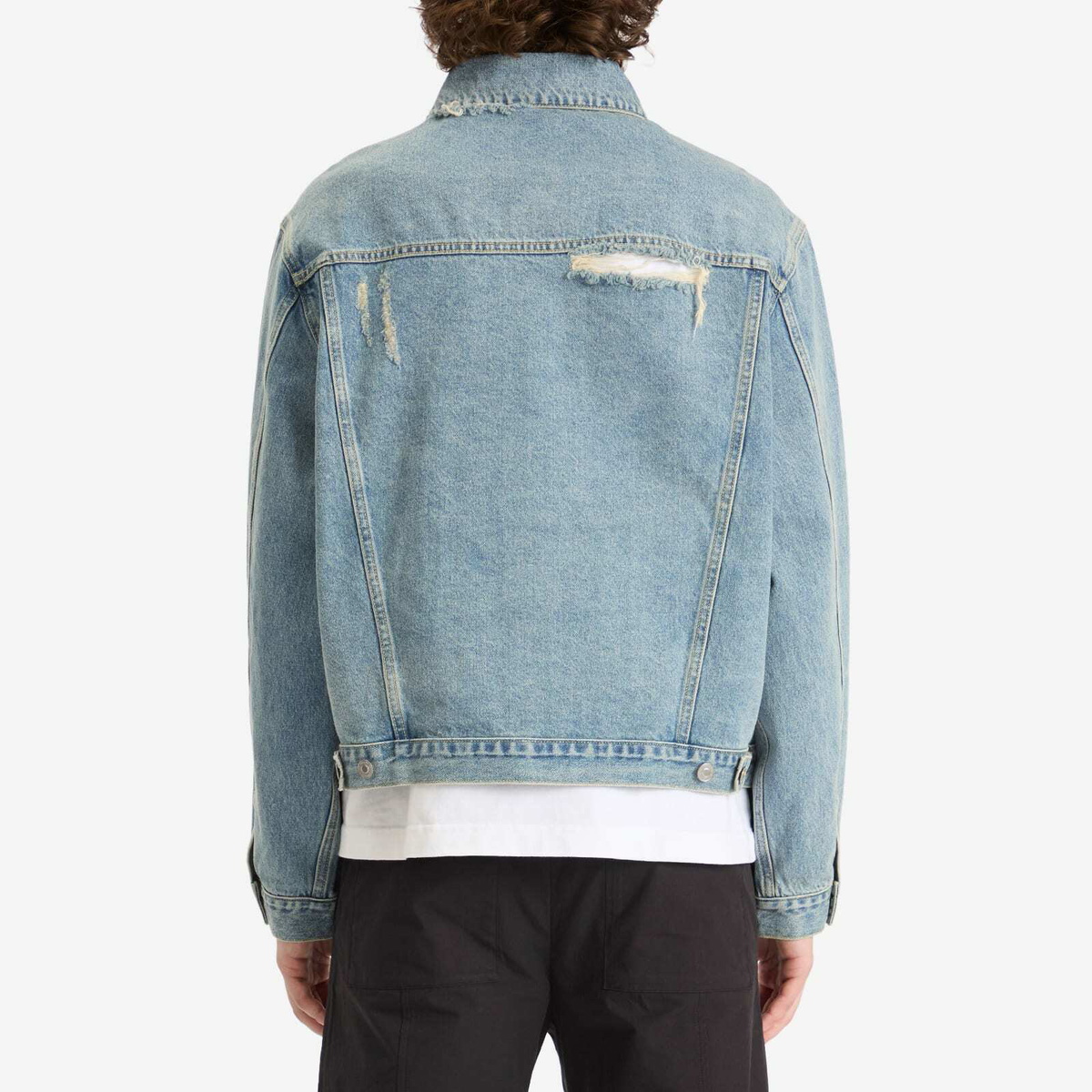 Cole Buxton Men's Washed Denim Jacket in Blue