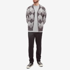 Beams Plus Men's Double Argyle Jacquard Cardigan in Grey