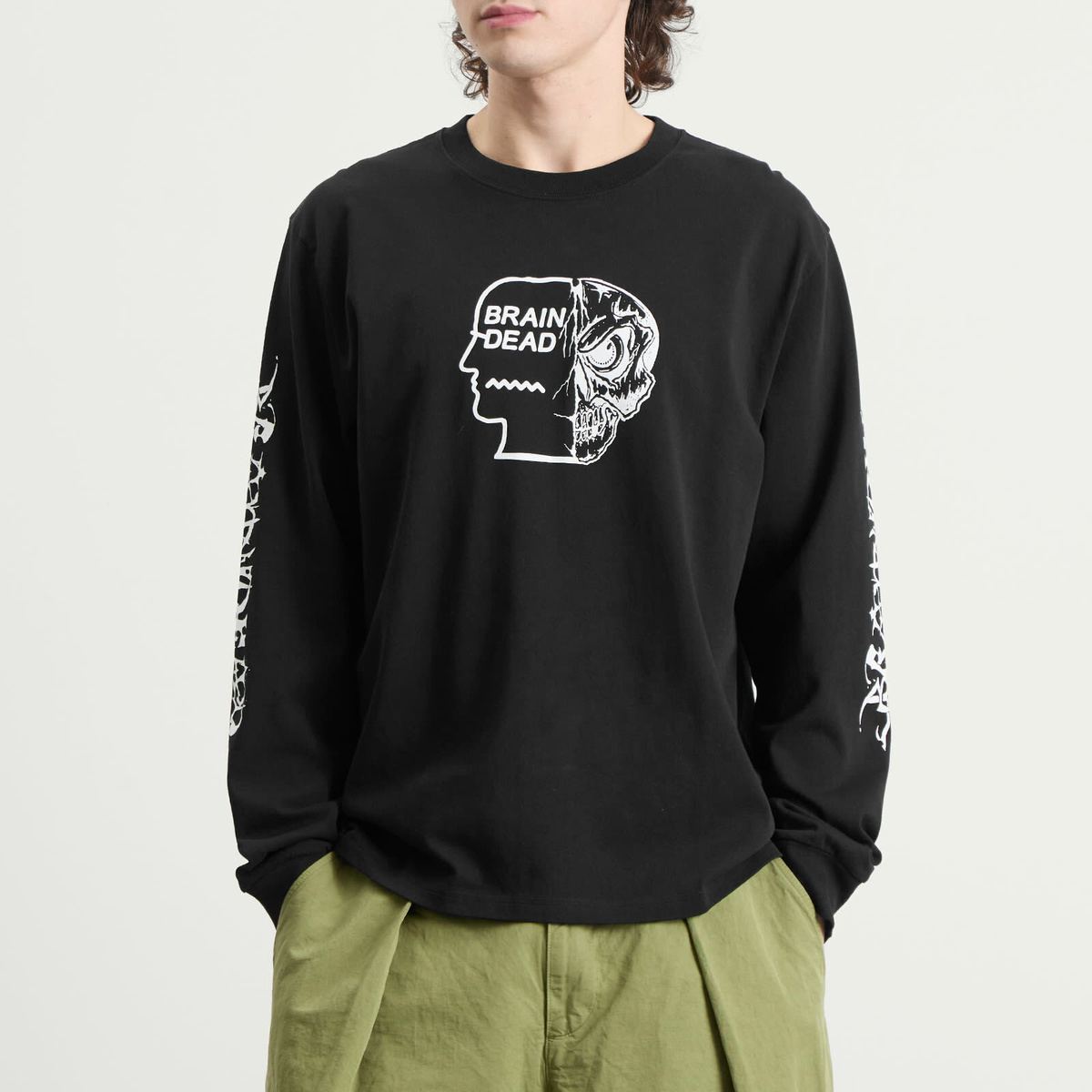 Brain Dead Men's Skull Mech Long Sleeve T-Shirt in Black