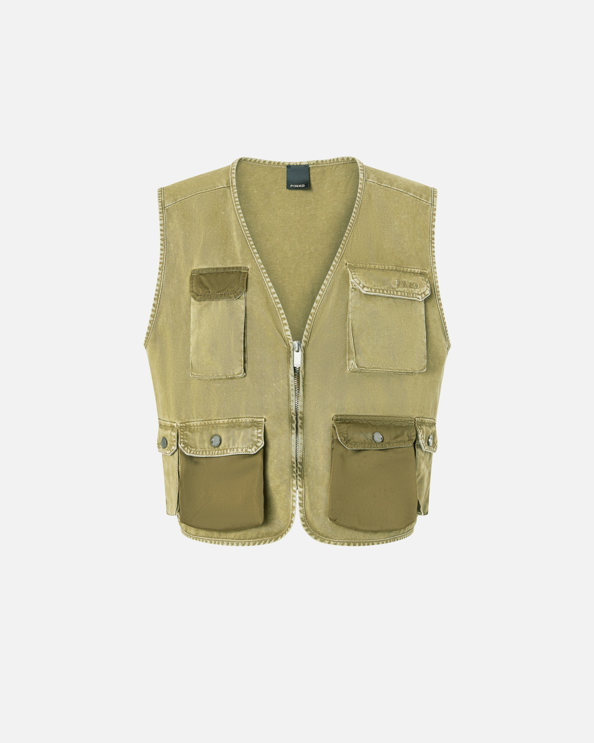 Pinko Multi Pocket Fisherman Style Vest Four Leaf Clover Green