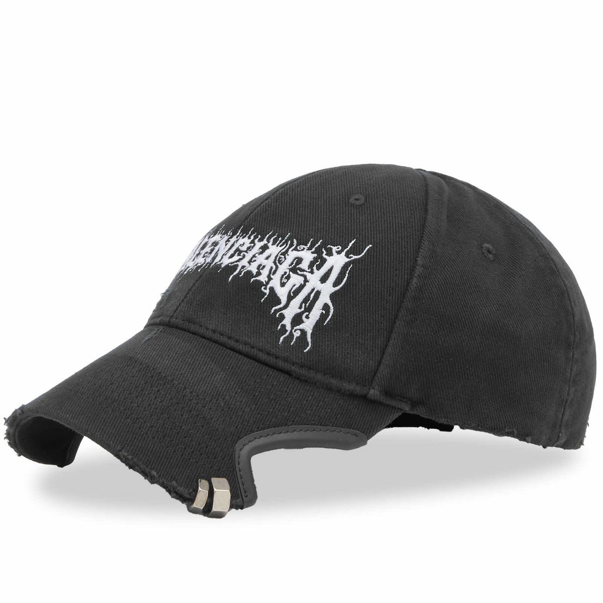 Balenciaga Men's Metal Logo Cap in Faded Black/White Balenciaga