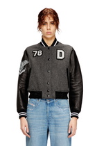 Diesel Cropped varsity jacket in wool and leather - Leather jackets Womens in Multicolor