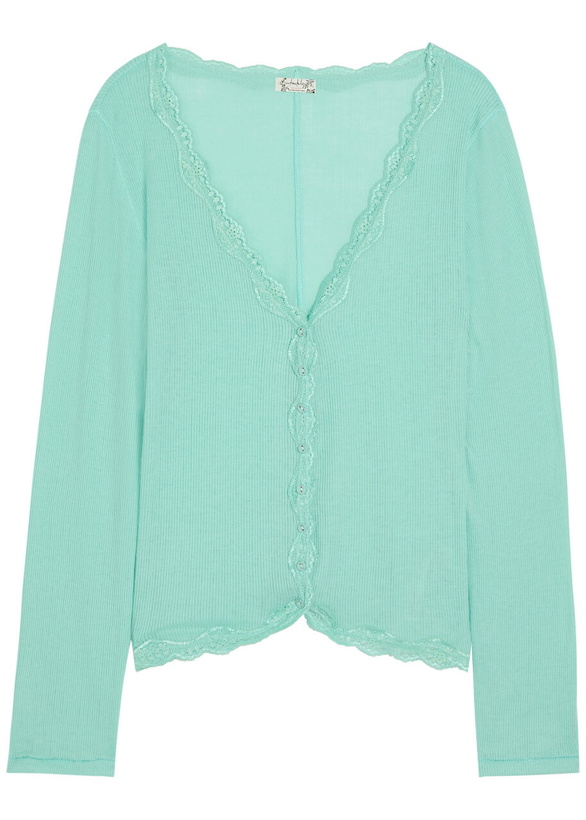 Photo: Free People Big Love Lace-trim Knit Cardigan Light Blue