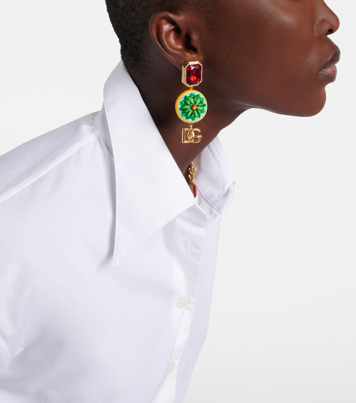 Dolce&Gabbana DG embellished clip-on earrings