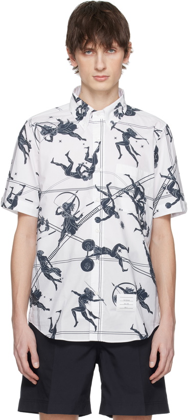 Thom Browne White Beaded Tennis Player Cuban Shirt Thom Browne