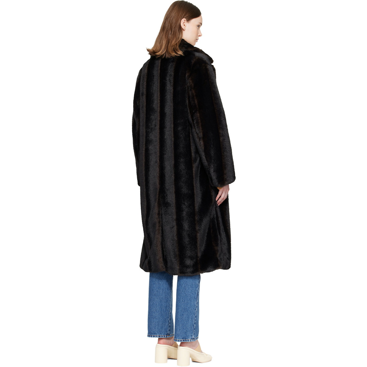 MM6 Maison Margiela Brown Faux-Fur Coat