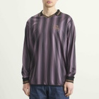 Karma8a Men's Stripe Long Sleeve Polo T-Shirt in Purple