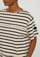 Moncler Striped Cotton T-shirt Beige