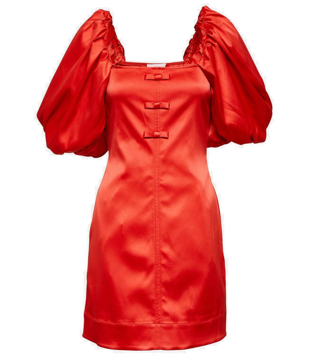 Ganni Bow-detail satin minidress GANNI