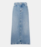 7 For All Mankind High-rise denim midi skirt