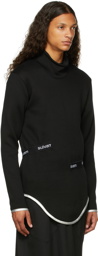 Sulvam Black Double-Face Jersey Turtleneck