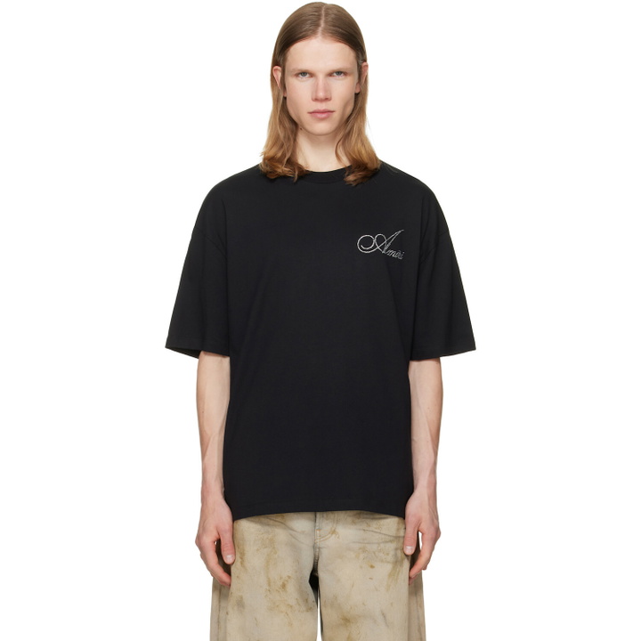 Photo: AMIRI Black Crystal Amiri Script Oversized T-shirt