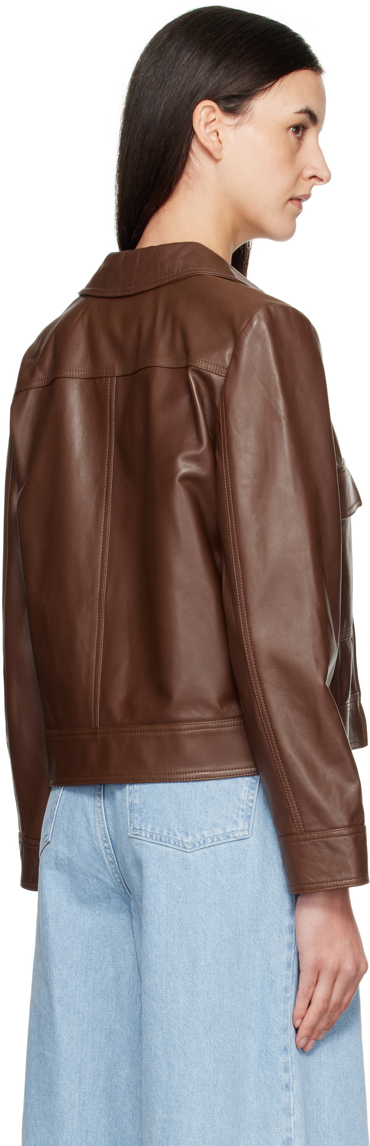 Max Mara Brown Nepet Leather Jacket