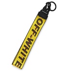 Off-White - Leather-Trimmed Logo-Jacquard Webbing Key Fob - Yellow