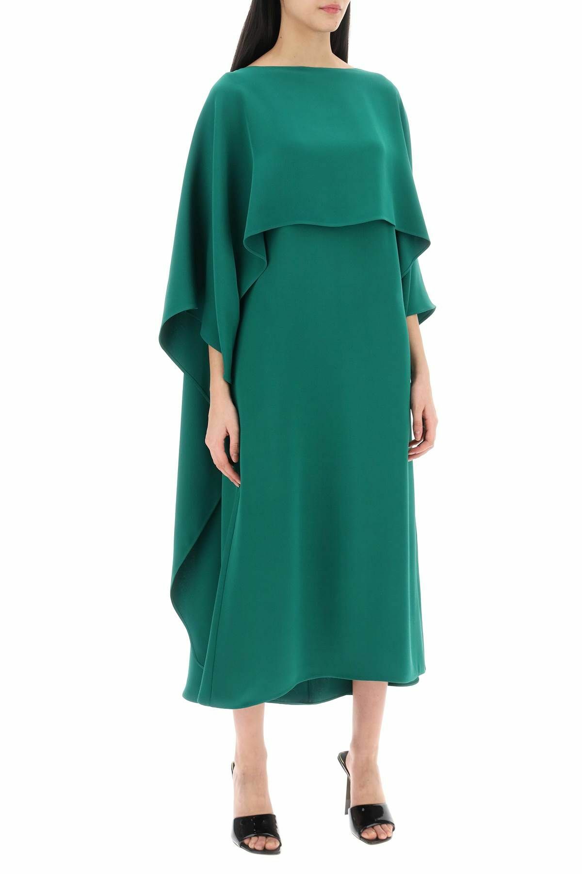 VALENTINO GARAVANI cady couture cape dress in Green Valentino Garavani