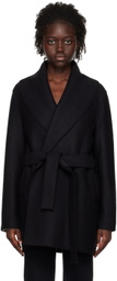Harris Wharf London Black Shawl Coat