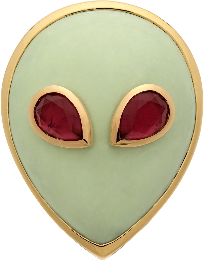 Alina Abegg SSENSE Exclusive Green & Pink Alien Ring