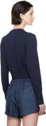 Silk Laundry Navy Cropped Cardigan