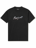 Carhartt WIP - Drip Script Logo-Print Cotton-Jersey T-Shirt - Black