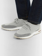 Loro Piana - 360 Flexy Walk Leather-Trimmed Knitted Wool Sneakers - Gray