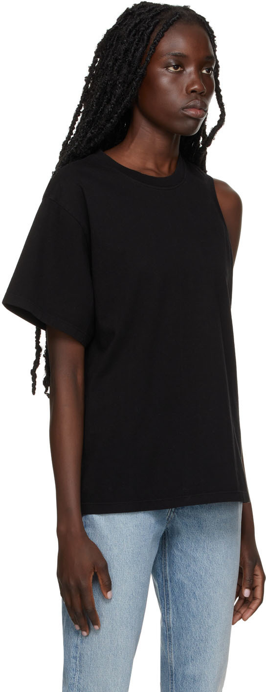 AGOLDE Black Della Single Shoulder T Shirt AGOLDE