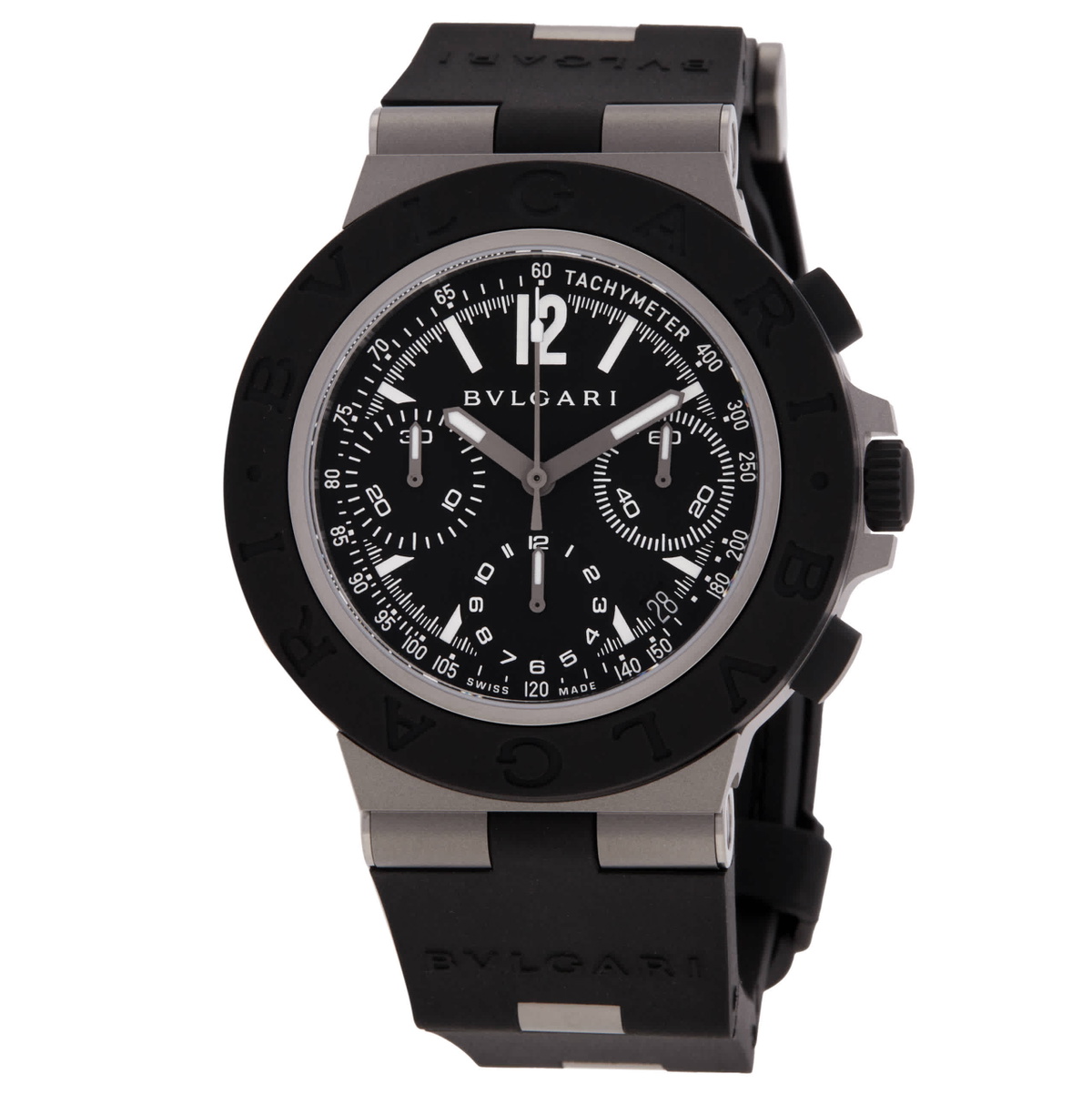 Bvlgari Titanio Chronograph Automatic Black Dial Mens Watch 104299