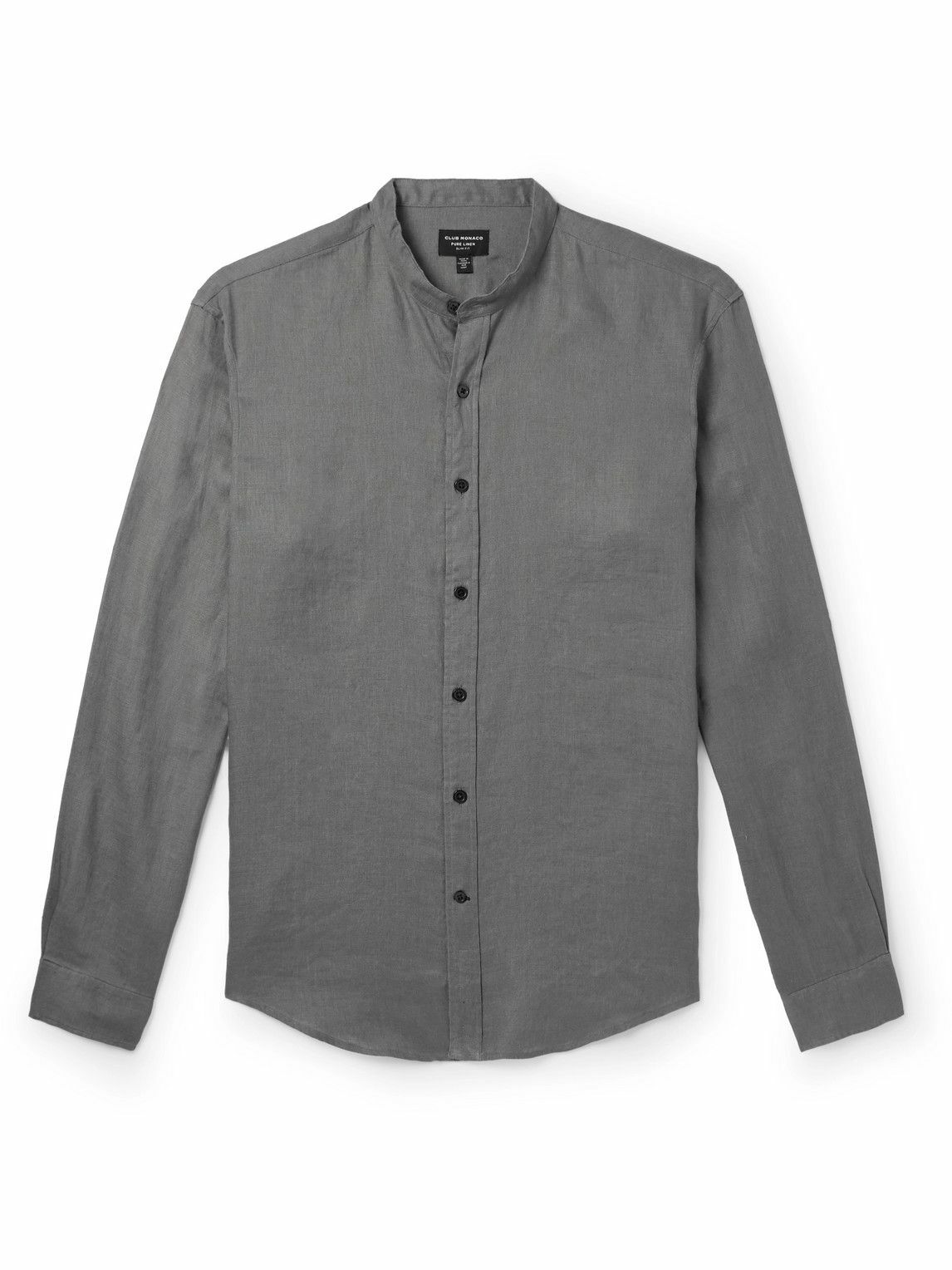 Club Monaco - Grandad-Collar Linen Shirt - Gray
