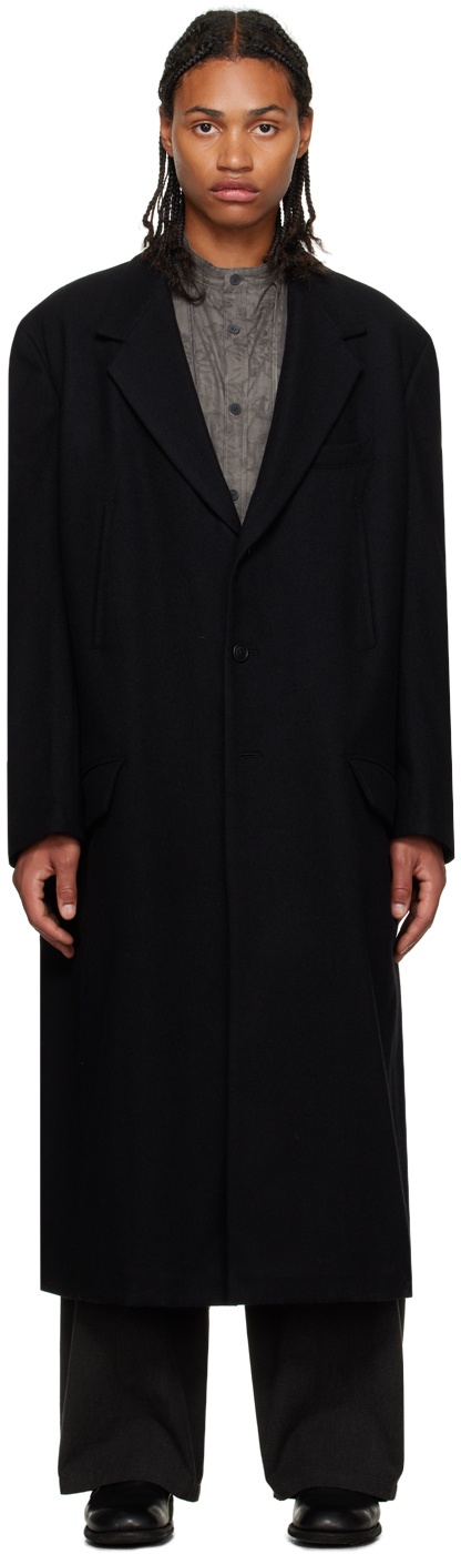 Y's For Men Black Button Coat