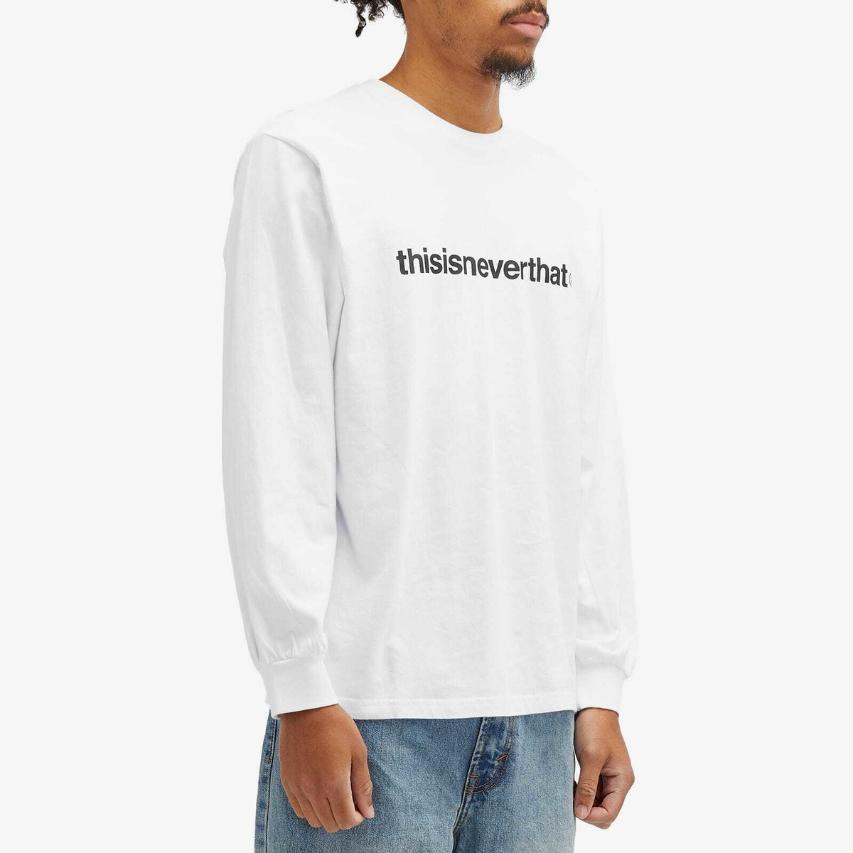 【THISISNEVERTHAT】T-Logo L/S Tee White thisisneverthat Men's T-Logo Long Sleeve T-Shirt in White