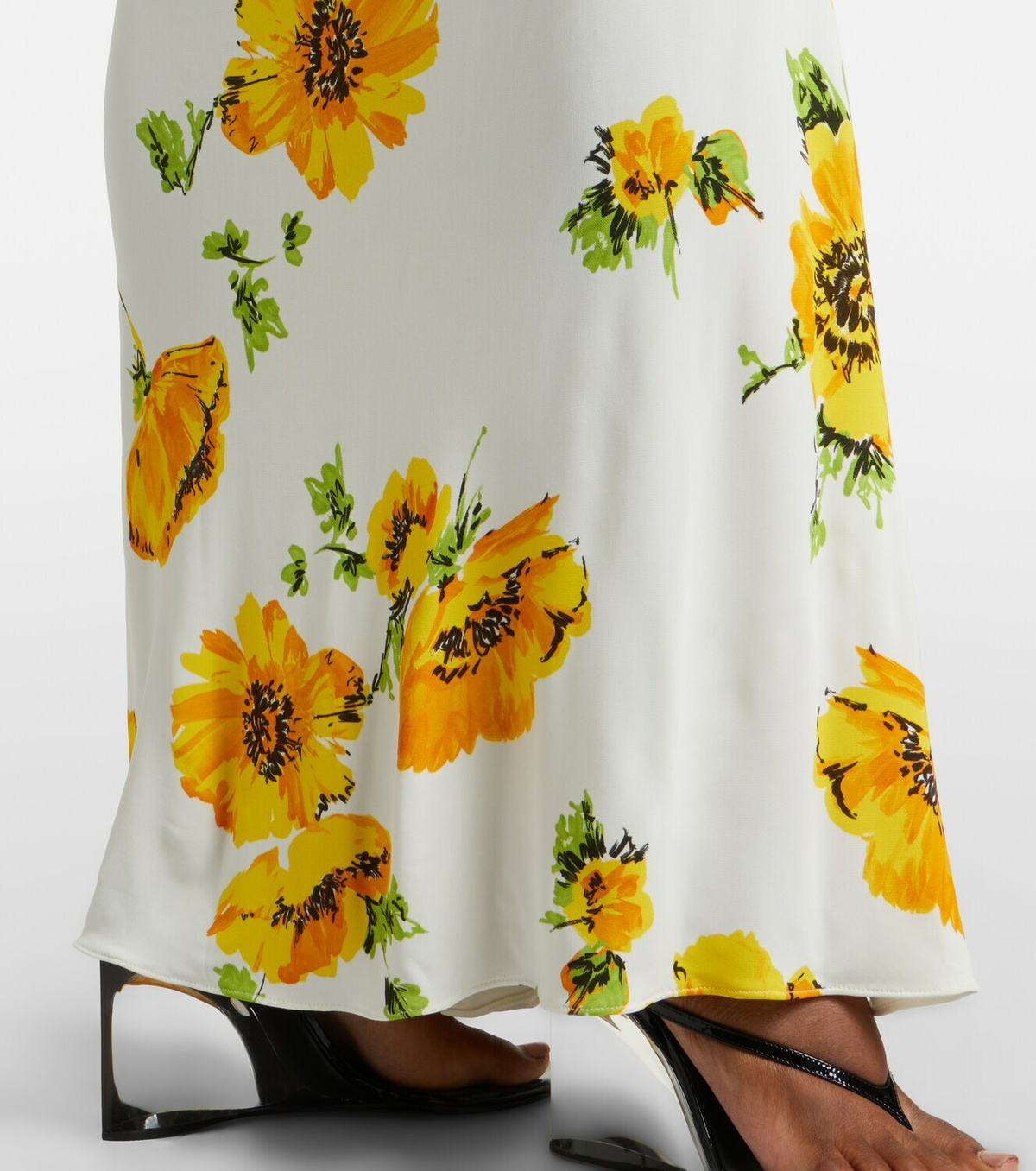 Alaïa Floral ruched jersey maxi dress