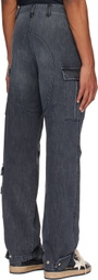 Winnie New York Black Faded Denim Cargo Pants