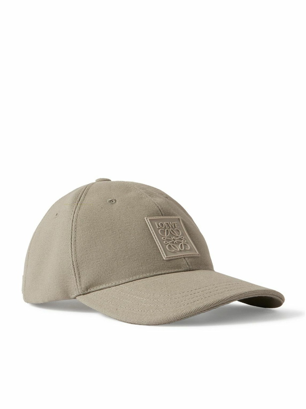 Photo: LOEWE - Logo-Appliquéd Cotton-Canvas Baseball Cap - Neutrals