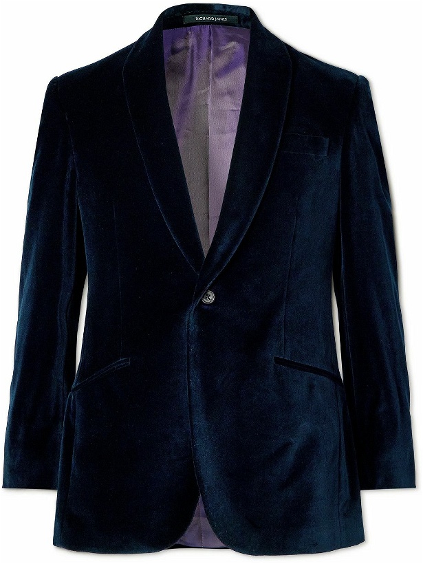 Photo: Richard James - Slim-Fit Cotton-Velvet Tuxedo Jacket - Blue