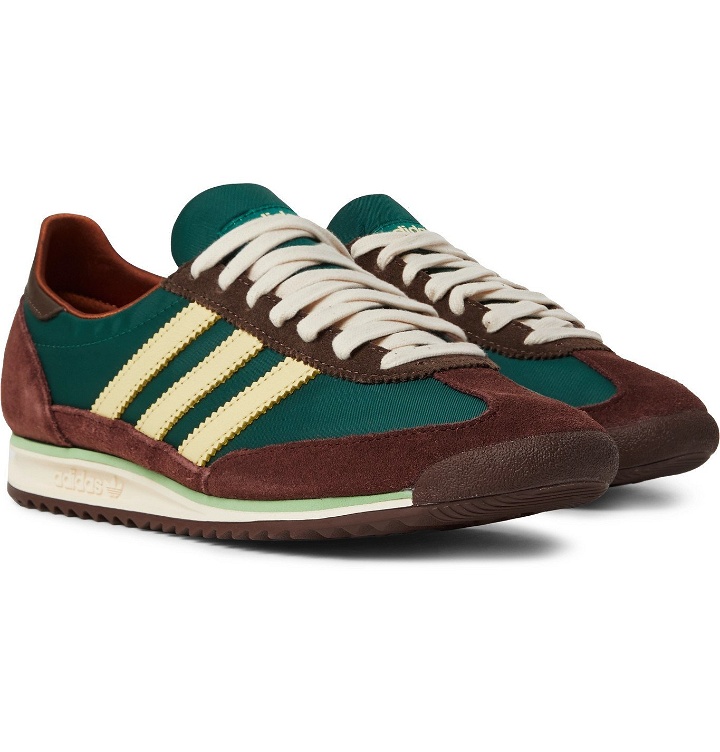 Photo: adidas Consortium - Wales Bonner SL72 Shell, Leather and Suede Sneakers - Green