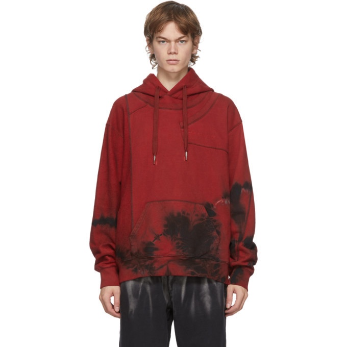 Photo: Feng Chen Wang Red Tie-Dye Panelled Hoodie