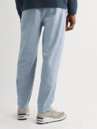 Folk - Assembly Tapered Pleated Linen and Cotton-Blend Trousers - Blue