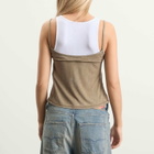Diesel Women's T-Olisse Double Layer Cami Top in White/Khaki