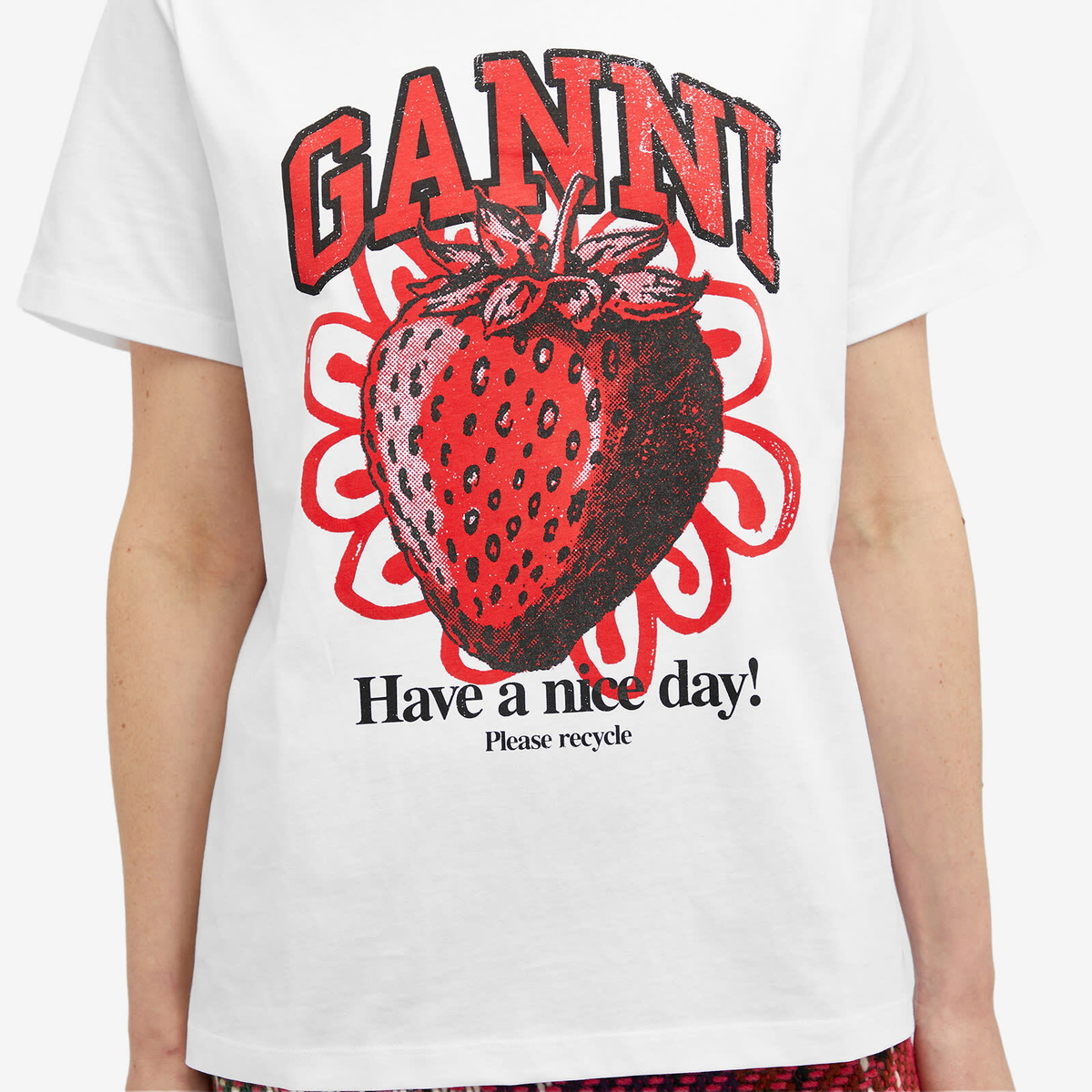 GANNI Women's Strawberry Relaxed T-Shirt in White GANNI GANNI Women's Strawberry Relaxed T-Shirt in White GANNI