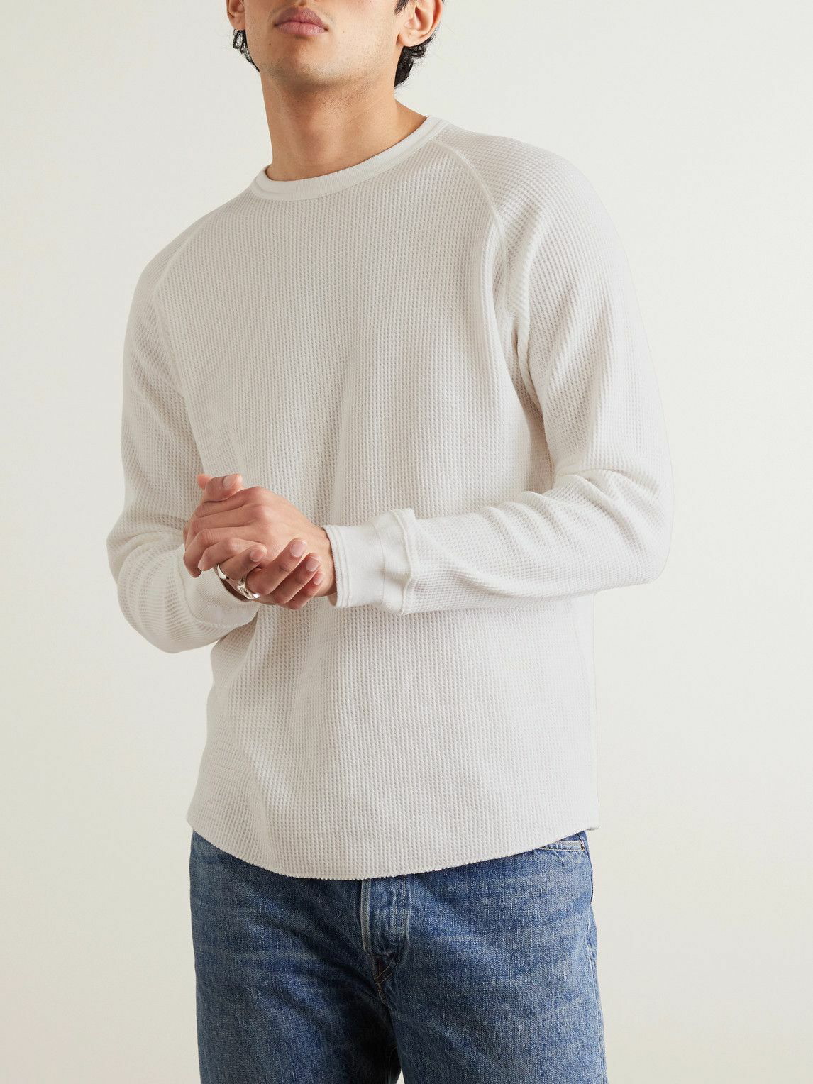 Beams Plus - Thermal Waffle-Knit Cotton T-Shirt - White Beams Plus