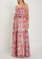 Chloe Floral Print Ruffled Silk-chiffon Maxi Dress Pink