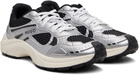 Hugo Silver & Black Mesh Faux-Leather Sneakers