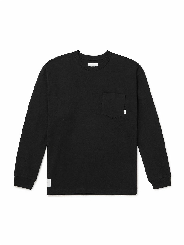 Photo: WTAPS - Logo-Print Appliquéd Cotton-Jersey T-Shirt - Black