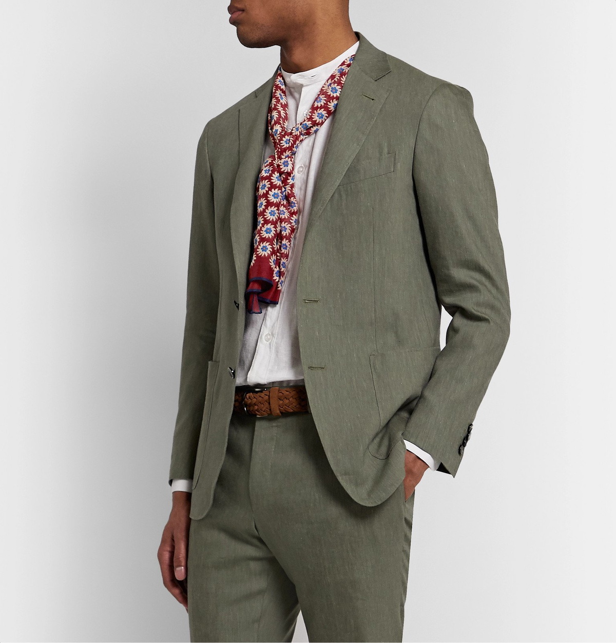 Drake's - Floral-Print Cotton and Silk-Blend Scarf - Red