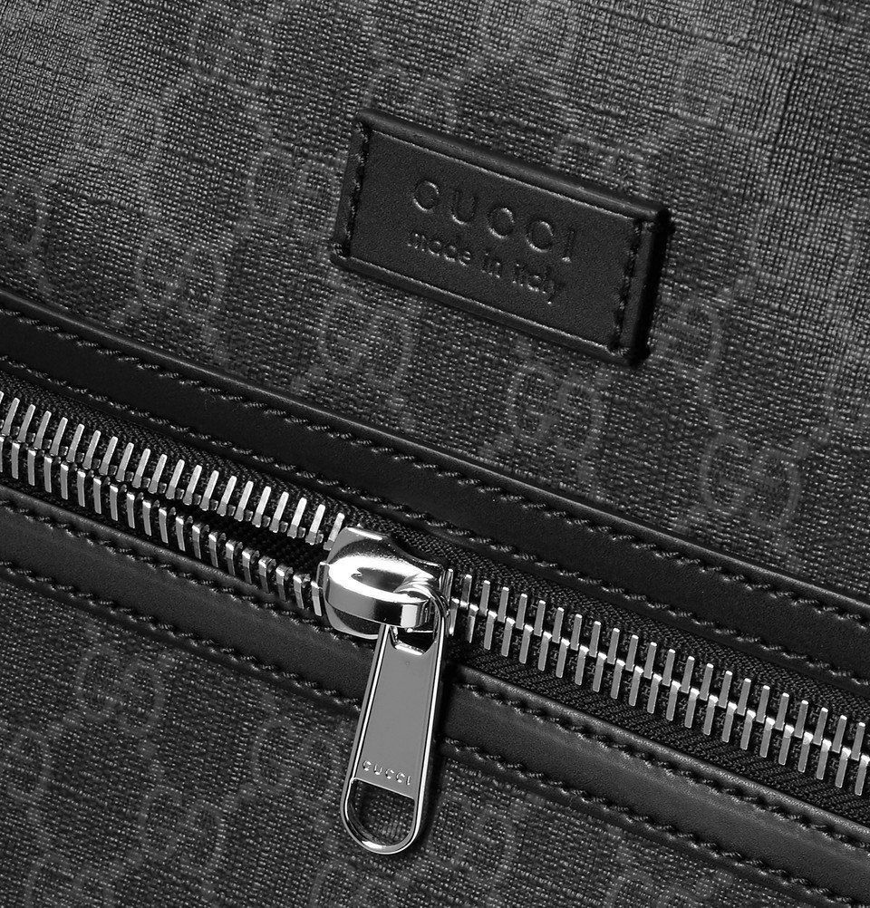 GUCCI Leather-Trimmed Monogrammed Supreme Coated-Canvas Messenger