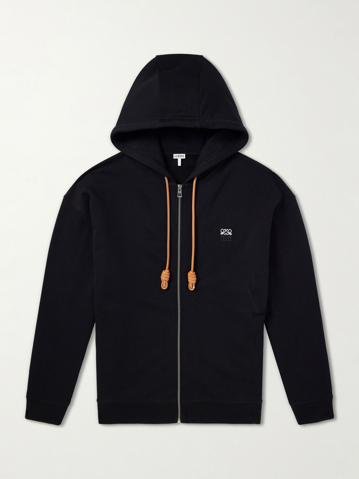 LOEWE - Anagram-Embroidered Cotton-Jersey Zip-Up Hoodie - Black